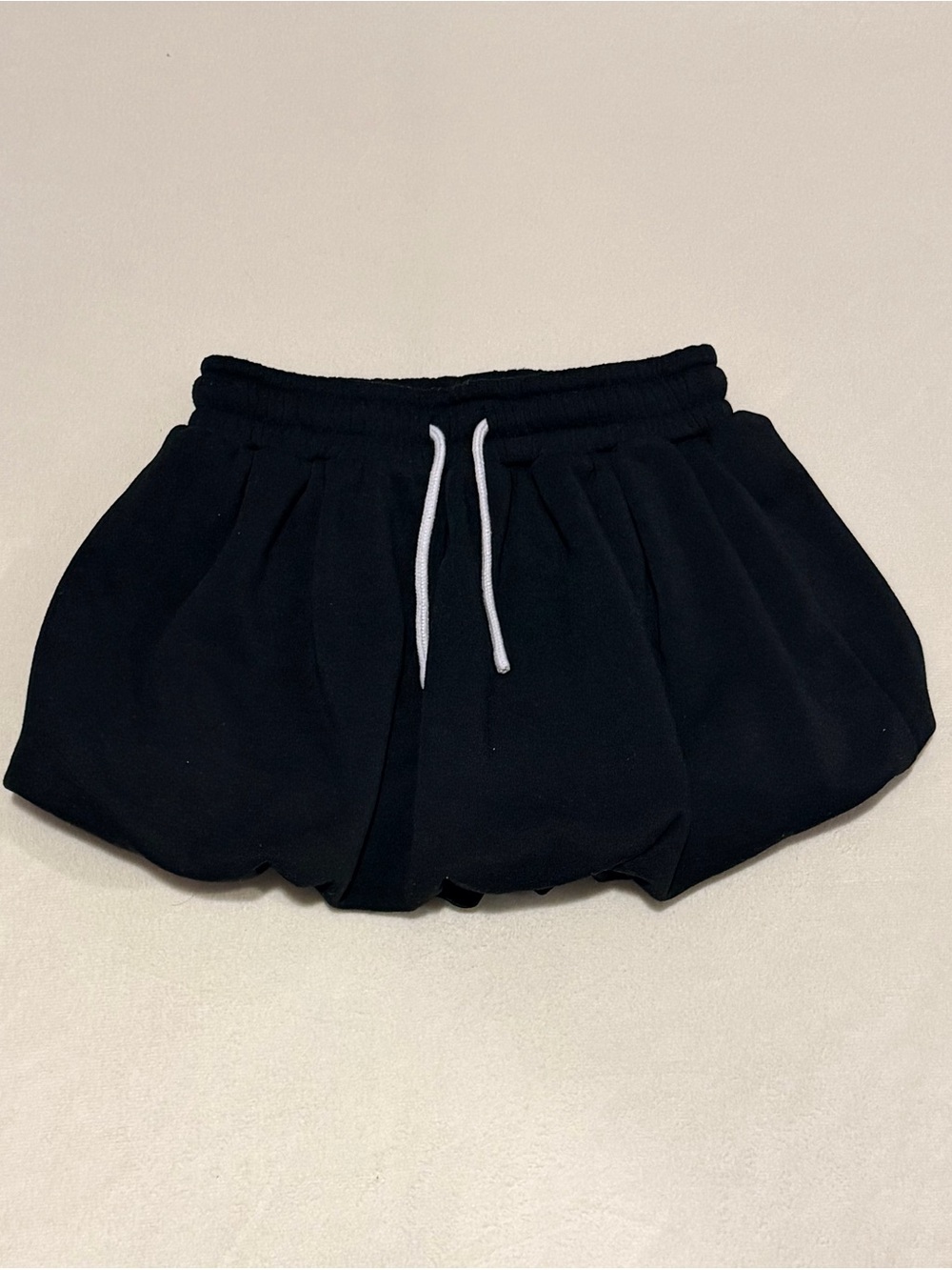 Women's Black Bubble Skort with Drawstring Waist